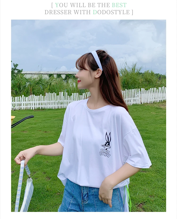Женская свободная футболка средней длины дизайнерская в Корейском стиле с