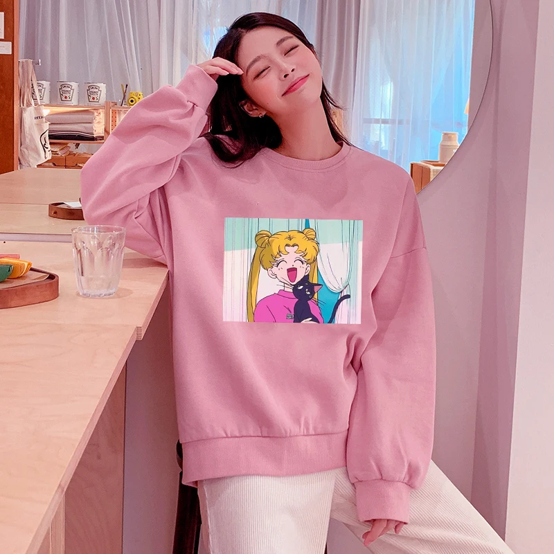 Симпатичные Сейлор Мун толстовки Для женщин женская обувь с милым рисунком