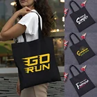 Сумка-шоппер женская из экологический холст хлопка, складная, Черная