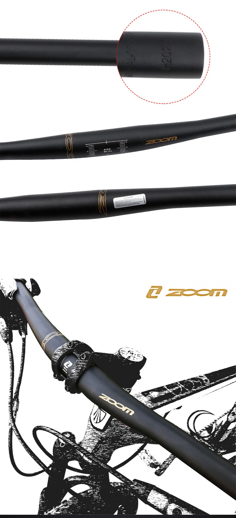 

ZOOM Mountain bike Aluminum alloy handlebar flat/rise 31.8 * 720/780mm alloy bicycle handlebar MTB bicycle parts black