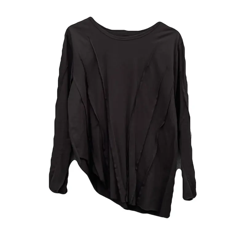 

XITAO Irregular T Shirt Fashion New Women Black 2021 Summer Pullover Full Sleeve Small Fresh Minority Loose Tee Top WMD0033