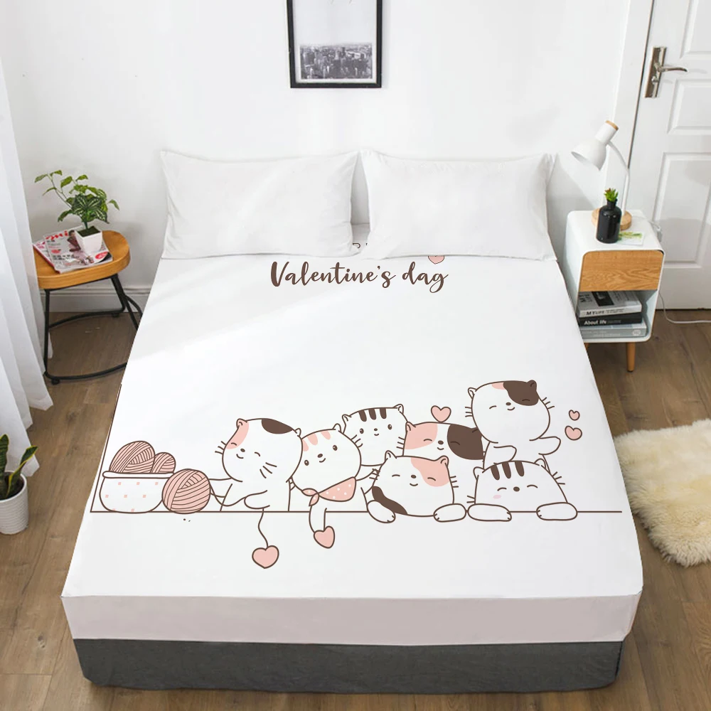 Эластичная натяжная простыня с рисунком кота из мультфильма для простыни на