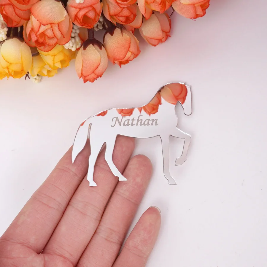 Акриловая наклейка с именем на заказ зеркальная лошадь лазерная резка