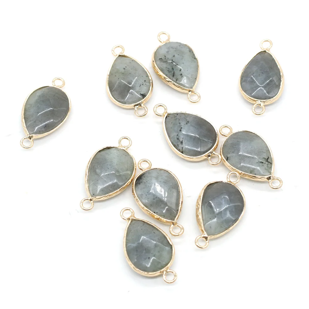 

Natural Stone Flash Labradorite Faceted Pendant Reiki healing Charms Crystal Connector for Jewelry Making Necklace Bracelet