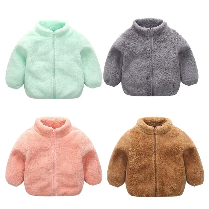 Детское плюшевое пальто на молнии теплая флисовая Праздничная куртка для