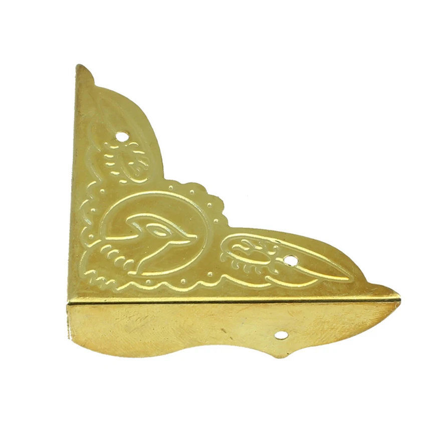 

45mm 4PCS Yellow&Bird Antique Corner Bracket Triangle Iron Corner Wooden Box Wine Box Lace Corner Decoration Bracket