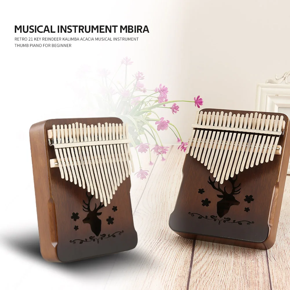 

21 Key Reindeer Kalimba Thumb Piano Lightweight Portable Mahogany Musical Instrument Musical Elements for Beginner