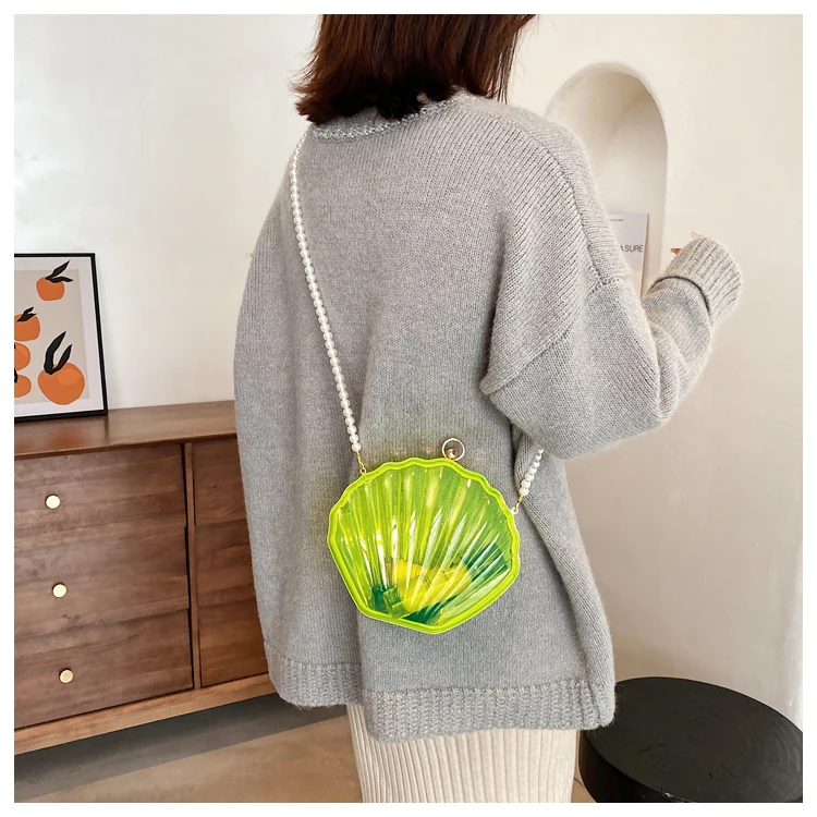 

Transparent Acrylic Tote Shell bag 2021 Fashion New High quality PVC Women's Designer Handbag Pearl strap Shoulder Messenger Bag