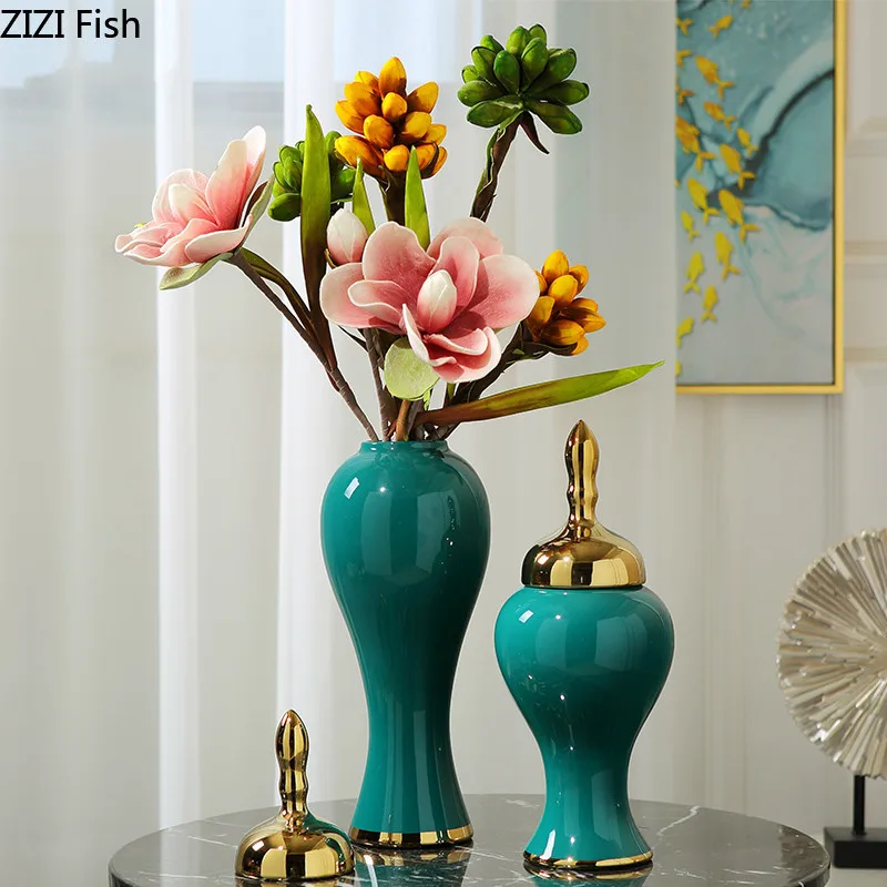 Креативная китайская керамическая ваза в стиле ретро золотое покрытие