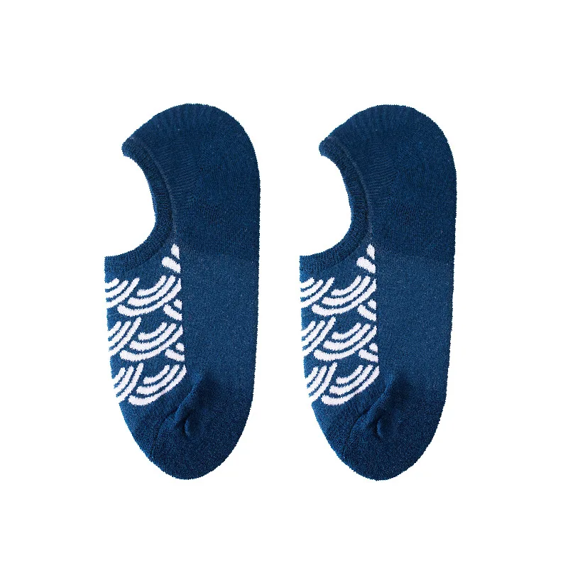 

New Happy Couple Paragraph Casual Short Socks Spring and Summer Plum Cotton Plaid Non-slip Invisible Cycling Sock Nordic 5 Pairs