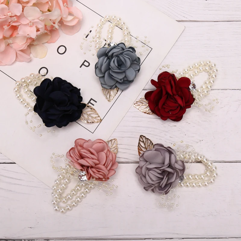 

Wrist Flower Girls Bridesmaid Sisters Wedding Prom Party Bracelet Wedding Supply Party Decor Bridal Prom Accessories 5colors