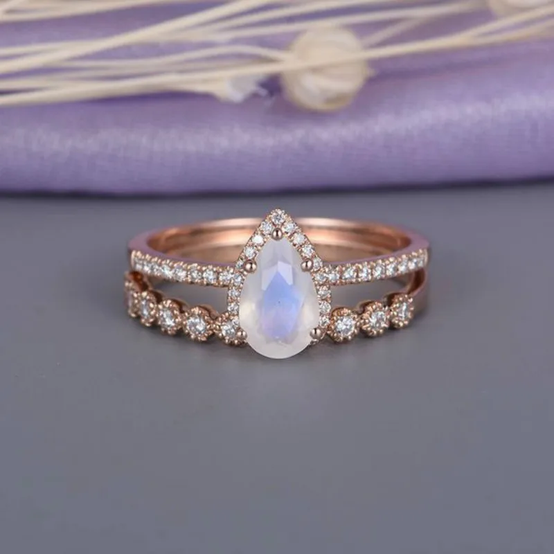 

New Rose Gold Ring Women's Jewelry European and American Style Creative Style Opal Ring