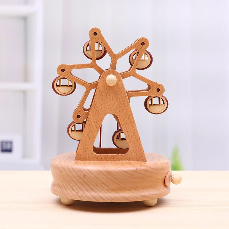 Креативная деревянная карусель украшение для дома музыкальная шкатулка