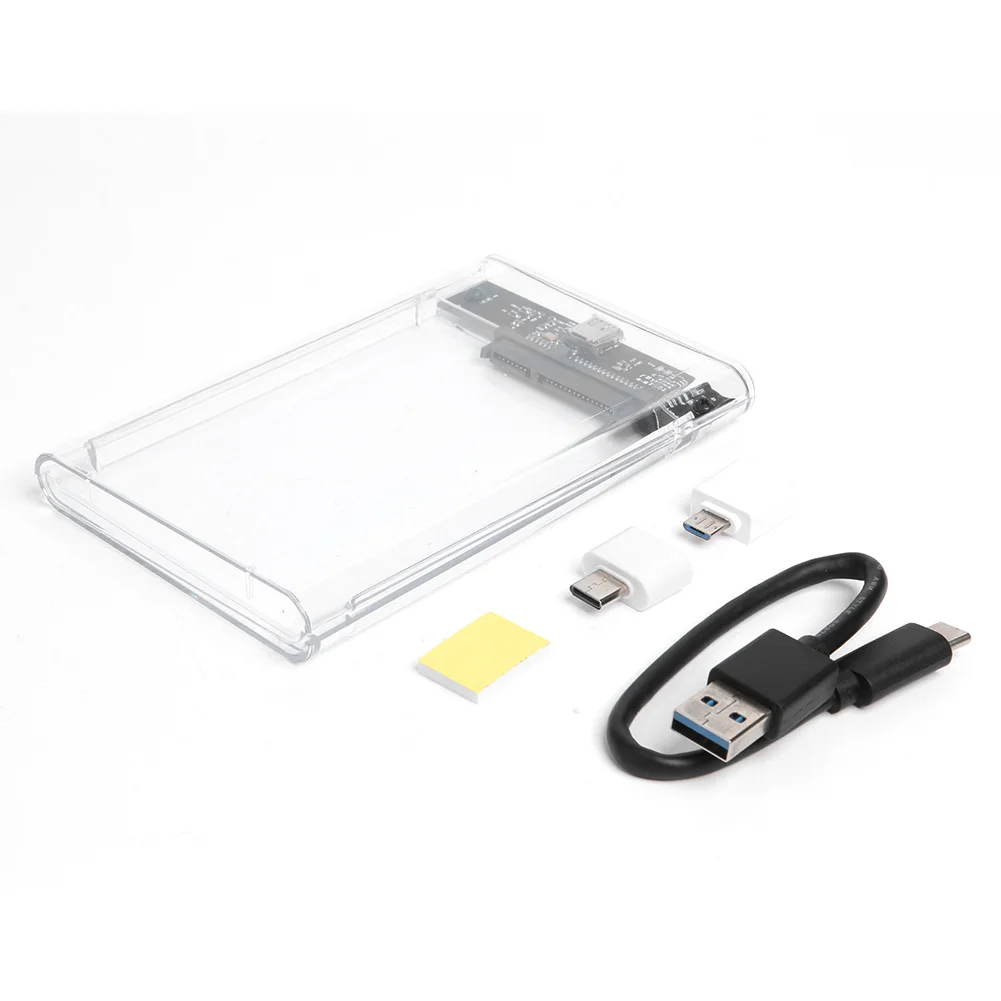 

USB 3.1 Type-C Mobile Hard Drive Disk Box Support 8TB Transparent 2.5 inch SATA HDD SSD External Enclosure Case for Laptop PC