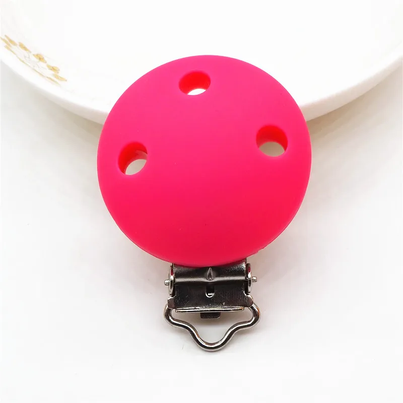 Pink Chenkai 10 шт. силиконовые круглые скрепки DIY Детские пустышки пустышка Прорезыватель пустышка уход ювелирные изделия игрушки аксессуары держатель прорезыватели - Цвет: Pink