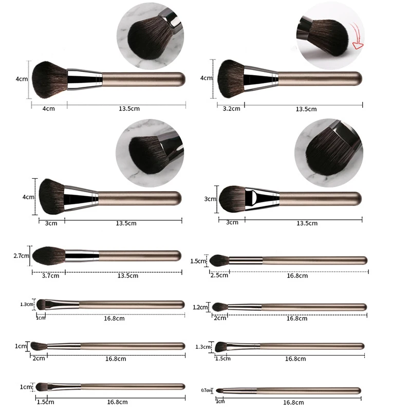 Набор профессиональных кистей для макияжа 12 шт.|Аппликатор теней век| |