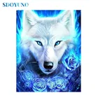 Алмазная живопись 5D SDOYUNO DZDP853, полноразмернаякруглая вышивка с животными, картины с волчьим узором, домашний декор