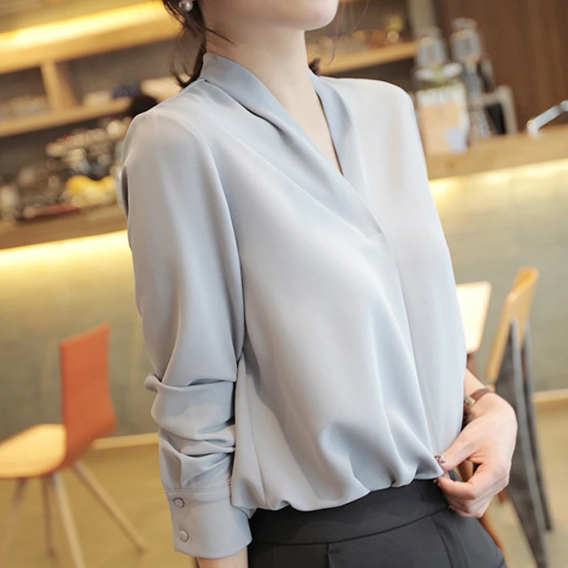 Женские топы и блузы с v-образным вырезом женские офисные Топы для женщин