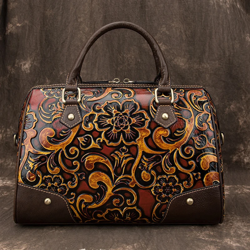 

Женская сумка-мессенджер из натуральной кожи с рельефным тиснением, сумка на плечо, винтажная женская сумка из натуральной кожи с верхней р...