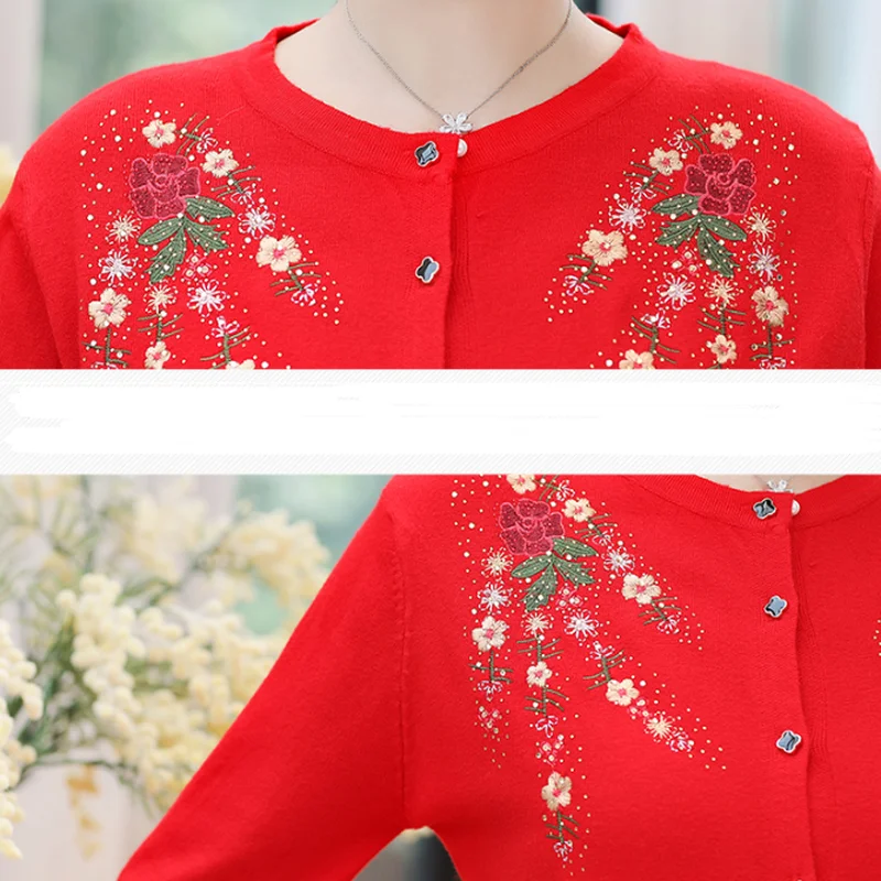 Женский кардиган свитер на пуговицах женская трикотажная рубашка с вышивкой