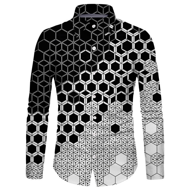 

Vintage Map Print Pattern Men's Shirt Top New Autumn Long Sleeve Casual Shirts Spring Stand Collar Button Fashion Office Shirts
