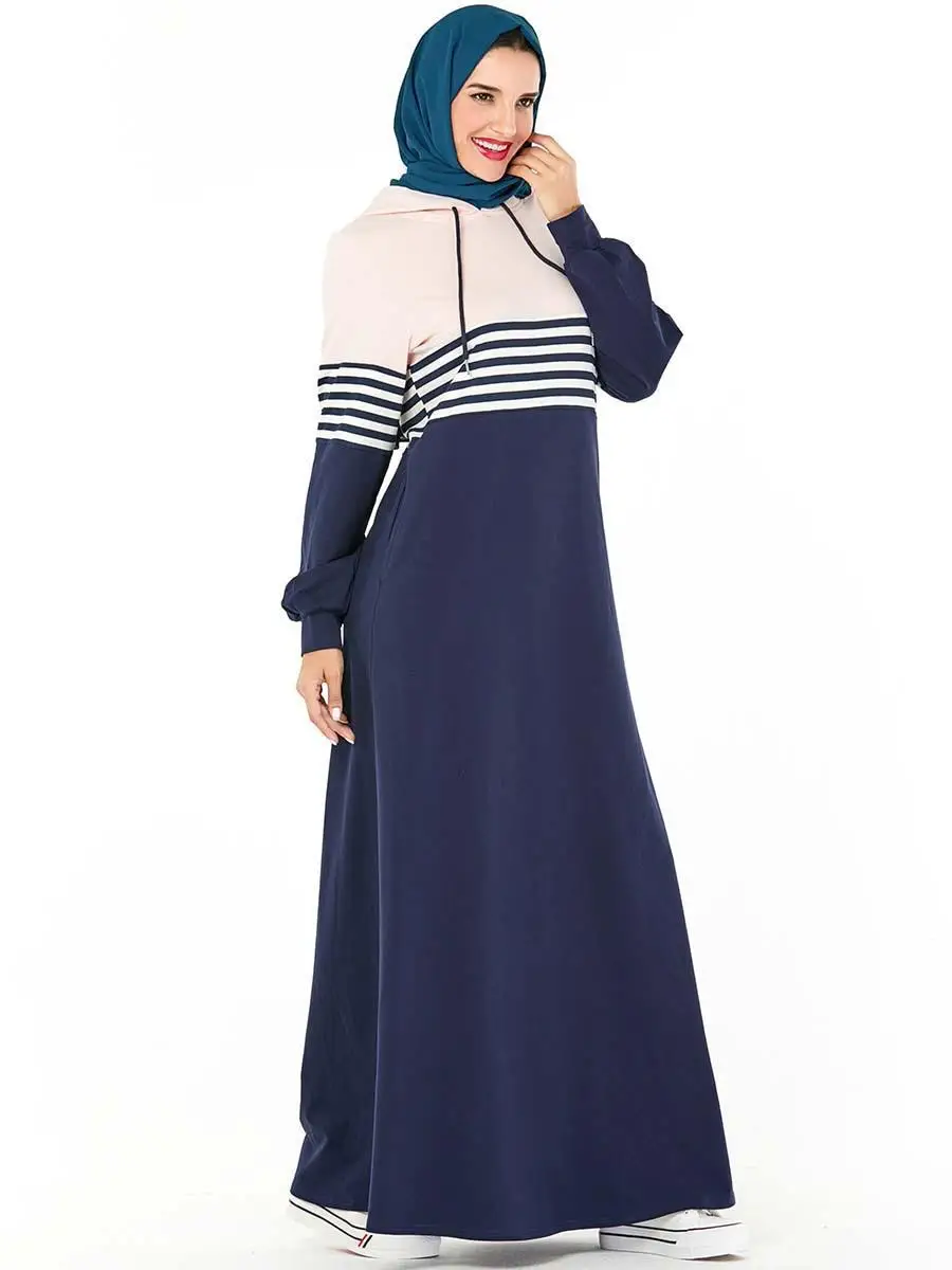 Мусульманский спортивный костюм с капюшоном макси-платье для женщин Ближний