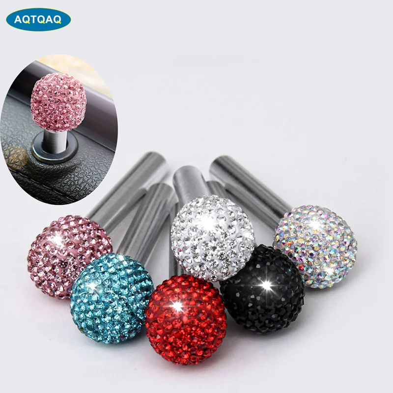 

2Pcs/Set Automobiles Rhinestone Car Door Pin Lock Knobs Lift Covers Universal