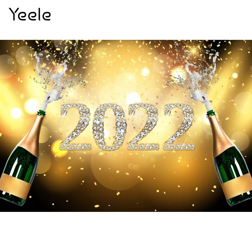 

Yeele Happy New Year 2022 Backdrop Christmas Champagne Photography Photographic Background Photophone Decoration Banner Prop