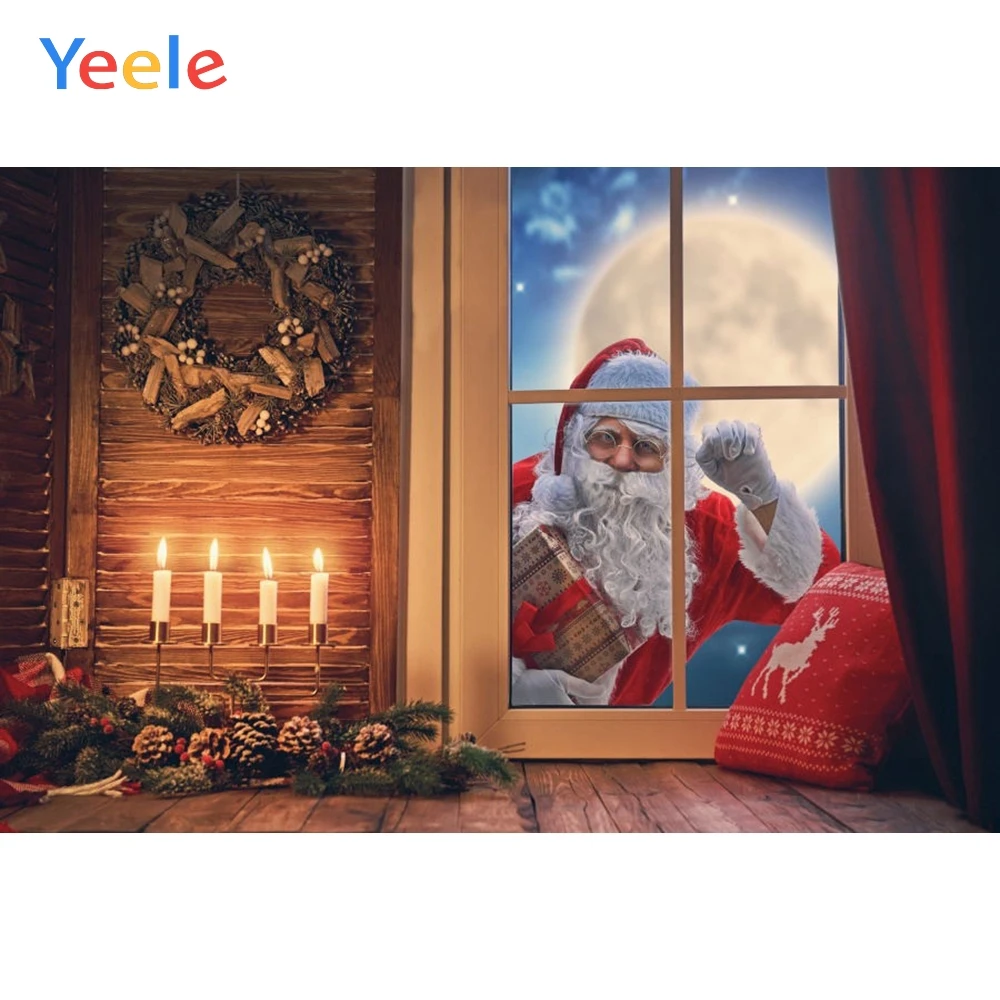 Рождественский фон окно Санта Клаус Детская фотография фоны фотографический для