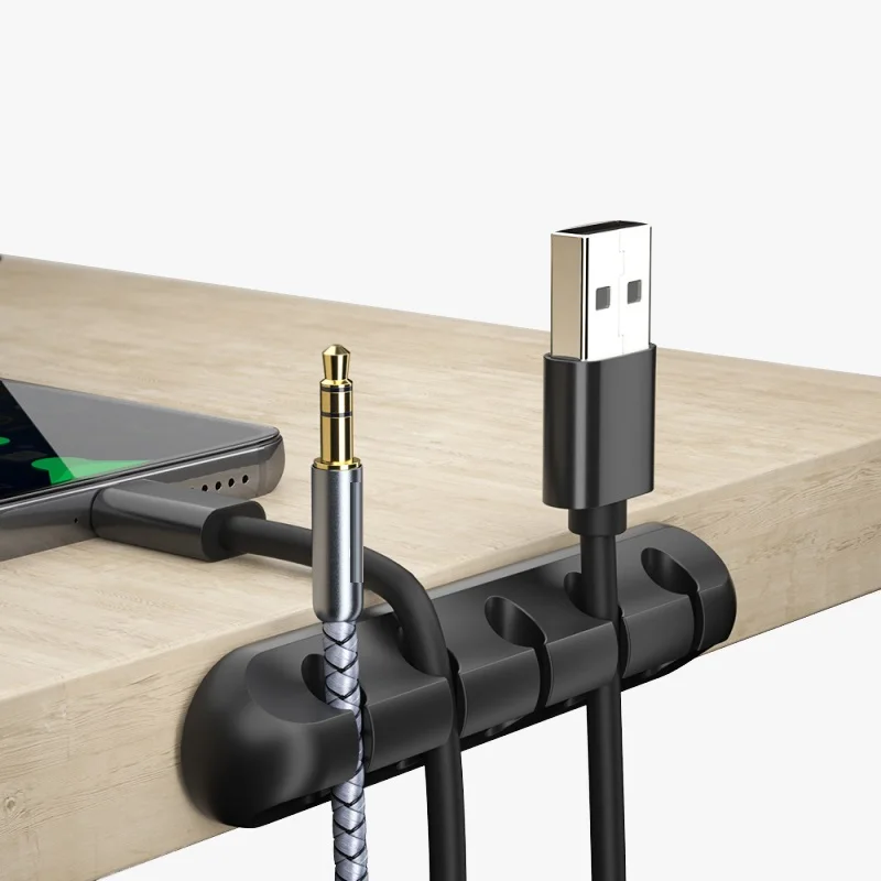 Органайзер для кабеля силиконовый usb-кабель намотки гибких кабельных зажимов