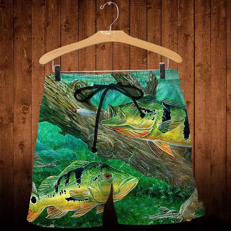 

Latest 3D full body print fishing bass shorts fashion casual shorts