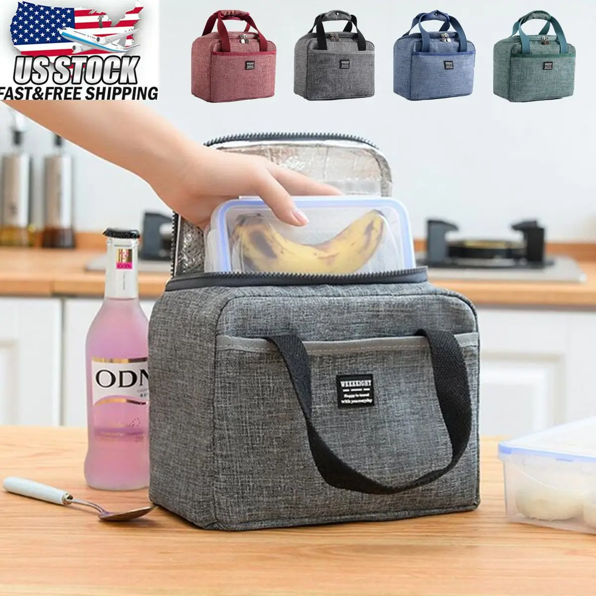 

2020 Portable Lunch Bag Thermal Insulated Lunch Box Tote Cooler Handbag Bento Pouch Dinner Container School Food Storage Bags