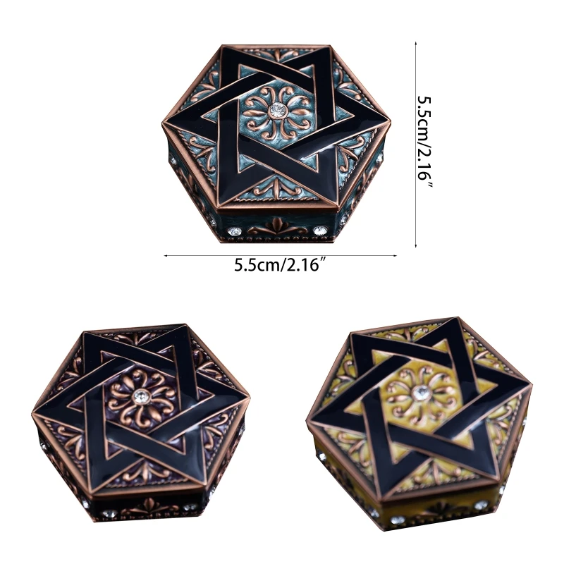 

Small Size Vintage Jewelry Box Hexagram Ring Box Necklace Storage Casket 964E