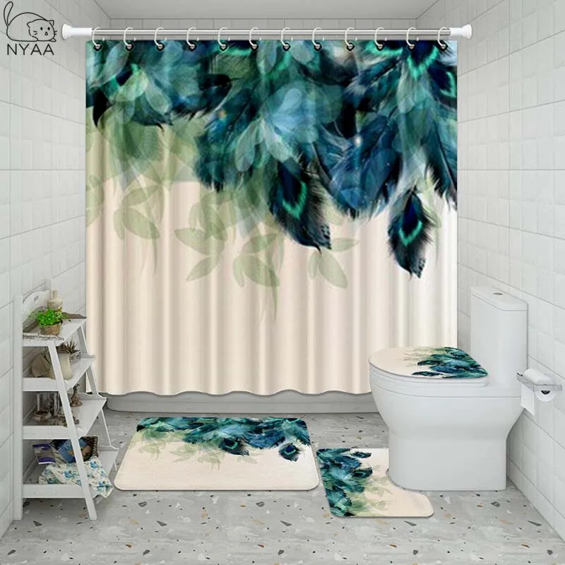 Водонепроницаемая занавеска для ванной Vixm с осенними листьями и цветами набор