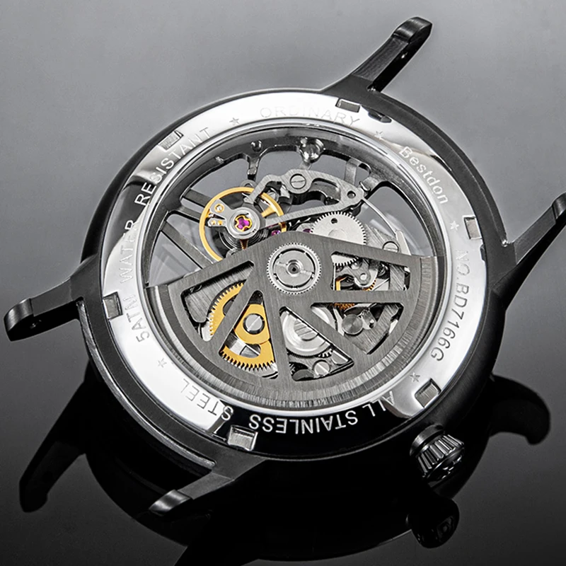 Bestdon Креативные мужские часы автоматические механические Спортивные Скелетон