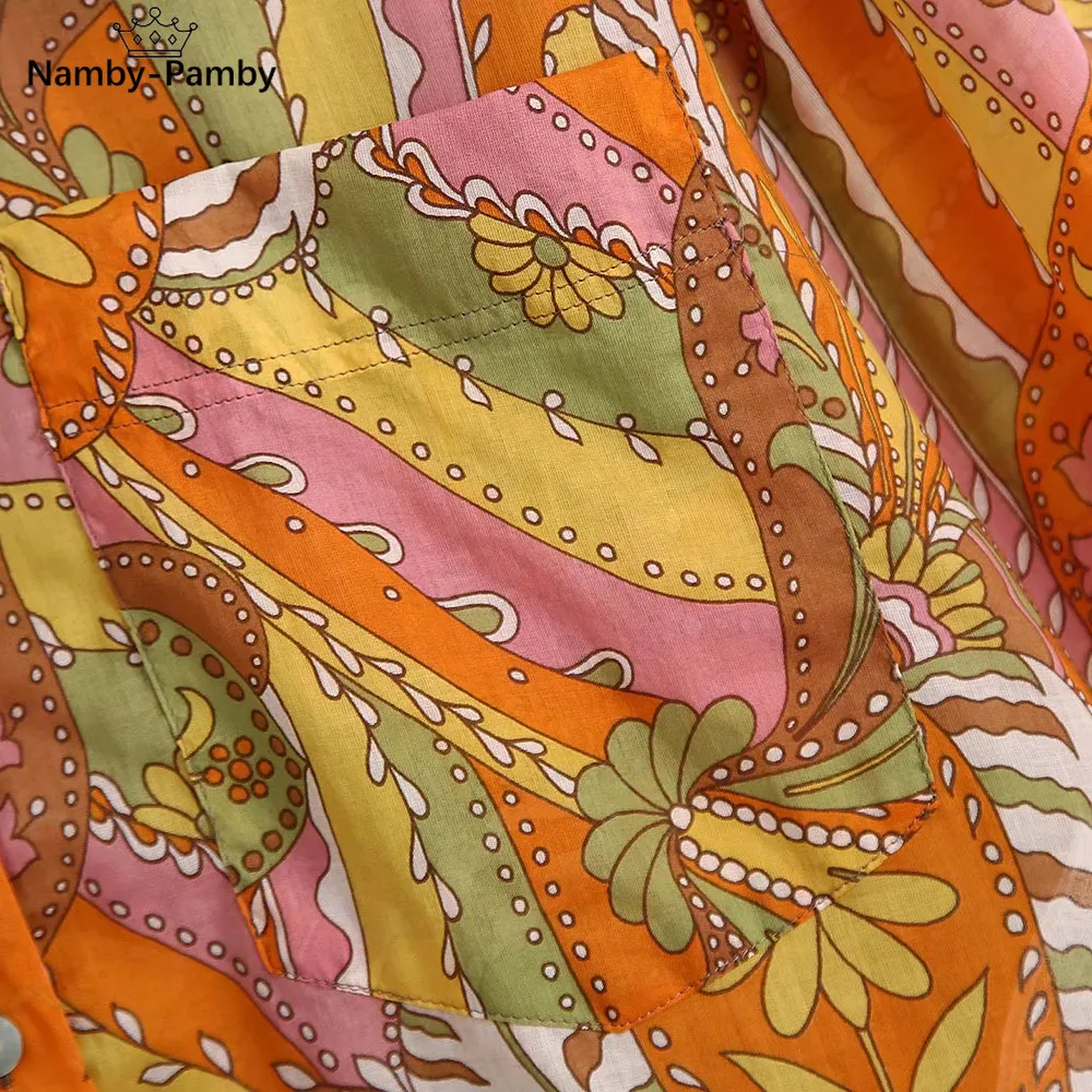 

2021 Summer Women Long sleeve Print TurnDown Collar Single Breasted slim Shirt Female streetwear Shirts Ladies casual Shirt