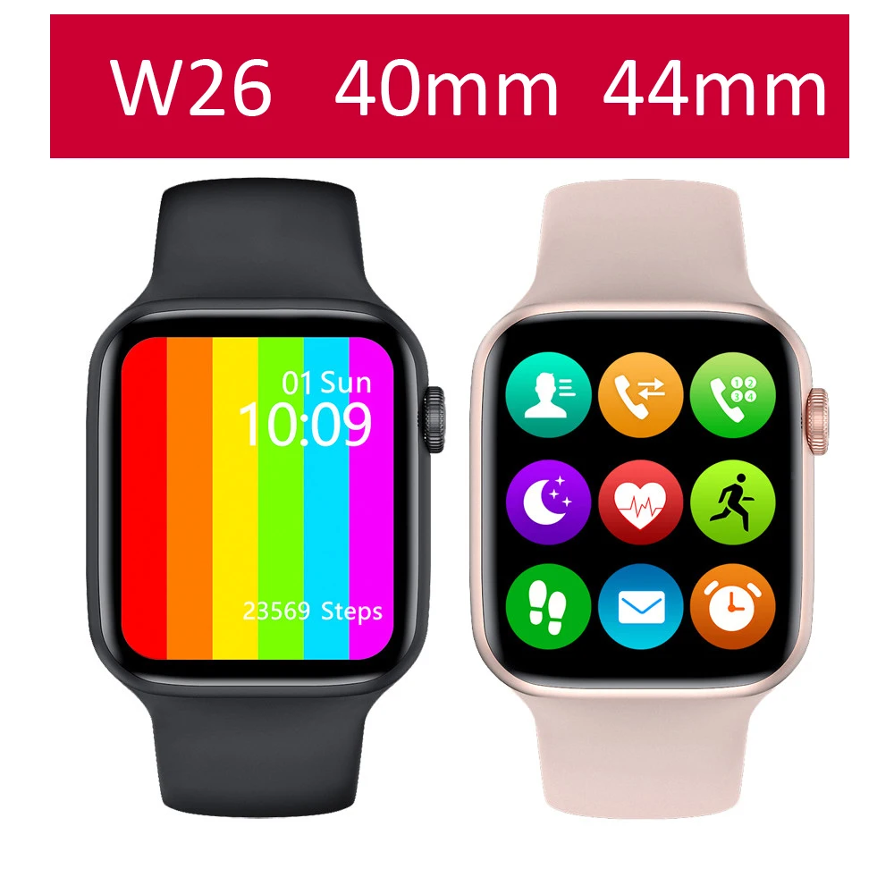 Серия 6 Смарт-часы 2020 IWO W26 SmartWatch ЭКГ пульсометр Температура Водонепроницаемый HW12