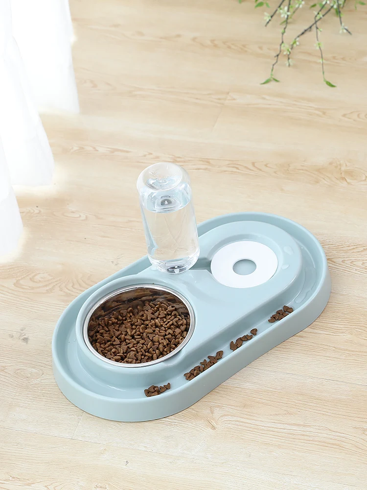 

Розовая миска для кошек с медленной подачей, двойная пластиковая миска для супа, товары для домашних животных, милая миска для воды, аксессу...