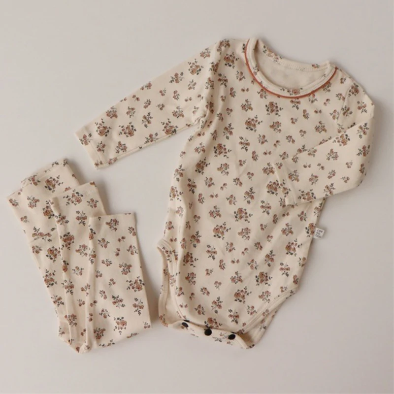 

Toddler Baby Girl Boys Pajamas Set Cotton Printing Rompers+Pants Spring Autumn Newborn Baby Girl Boys Clothes Suit