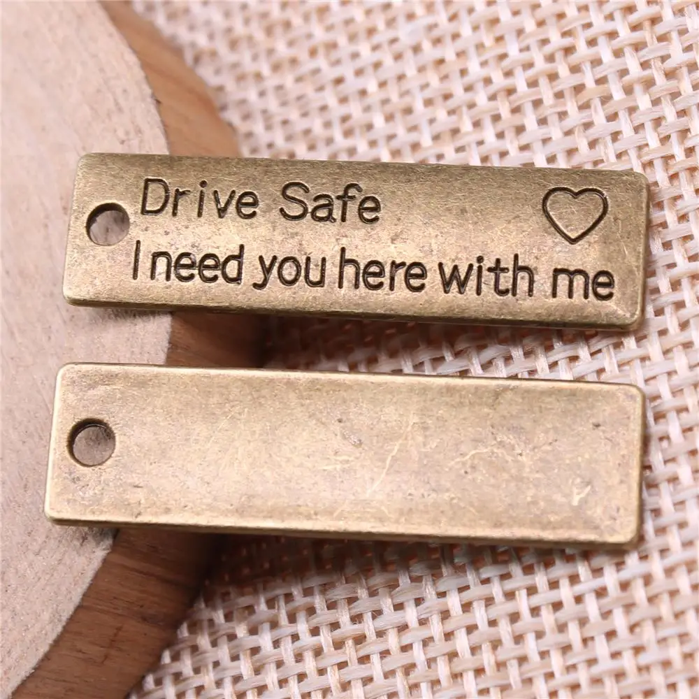 

Drive Safe Charms For Jewelry Making Findings Handmade DIY Craft 5pcs Antique Bronze Color 34x10mm
