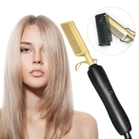 hair straightener hot heating comb 2 in 1 straightening brush corrugation curling iron hair curler comb flat irons styling tool