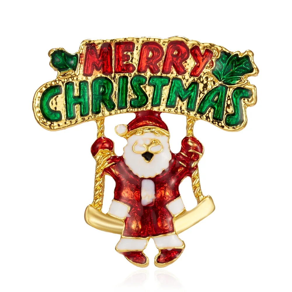 Merry Christmas броши на булавке милый Санта Клаус шляпа прекрасный Лось подарок эмаль значок брошь год Рождество Санта Клаус брошь с животными