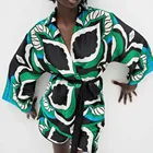 Женская накидка кимоно с ремнем, винтажная блузка с рукавом три четверти