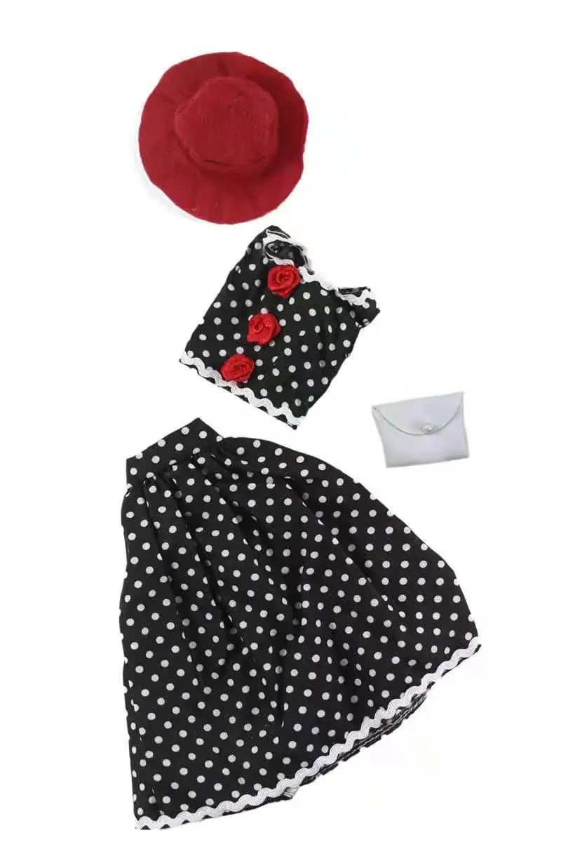 

11.5" Doll Clothes Classic Black White Dotted Polka Princess Dress For Barbie Clothes Party Gown 1/6 BJD Dolls Accessories Toys
