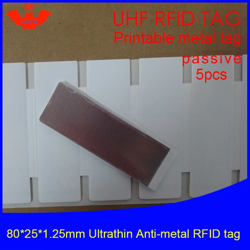 UHF RFID Анти-металлическая бирка 80*25*1 25 мм 915 МГц 868 Impinj NXP ISO18000-6C EPCC1G2 6C печатная