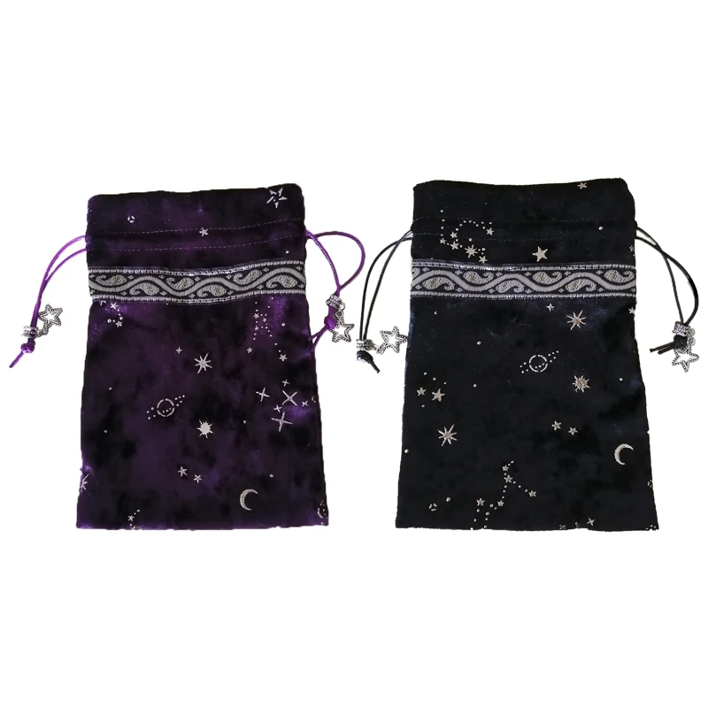 

Witch Constellation Energy Crystal Storage Bag Board Game Tarot Oracle Cards Bag Plush Jewelry Drawstring Package