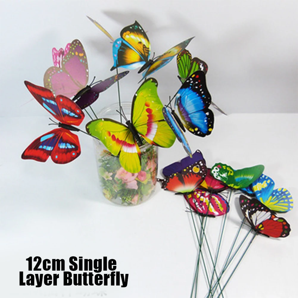 

50pcs/Bunch Bunch of Butterflies Garden Yard Colorful Simulation Butterfly Stakes Home Outdoor Flower Pots Decor C44
