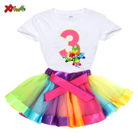 personalized skirt toddler girl dress cotton short sleeve t shirtdress floral bow kids dresses girls fashion girls clothing set