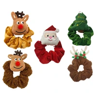 christmas santa elk velvet scrunchie high elastic hair bands xmas hair accessories for women velvet hair rope rubber bands
