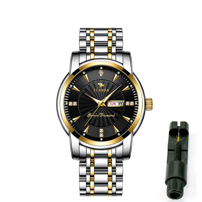 

Прямая поставка, женские кварцевые часы JLANDA с простым круглым циферблатом, водонепроницаемые наручные часы из нержавеющей стали с отображе...